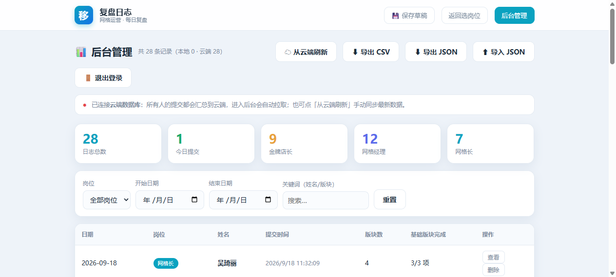 后台界面